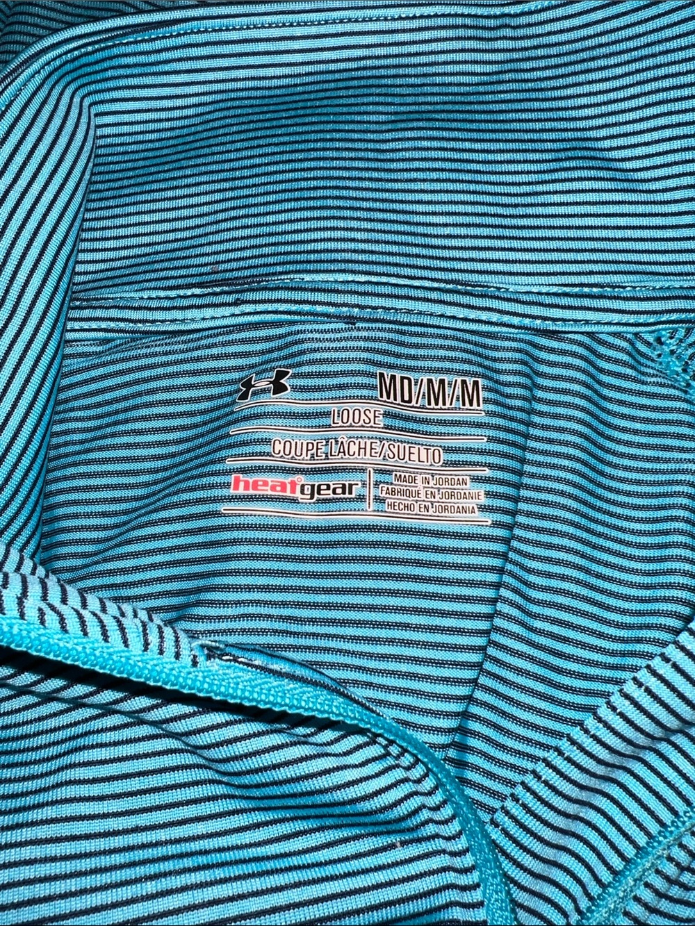 Under Armour Men’s Teal and Black Striped Quarter-Zip Top Heat Gear 072626 - Picture 2 of 3